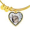 Charming Cat Art Print Heart Pendant Bangle-Free Shipping