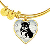 Shiba Inu Dog Print Heart Pendant Bangle-Free Shipping