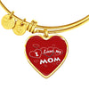 'I Love MY MOM' Red Print Heart Pendant Luxury Bangle