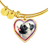 Cute Pug Dog Print Heart Pendant Bangle-Free Shipping