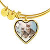Savannah Cat Print Heart Pendant Bangle-Free Shipping