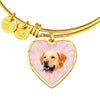 Labrador Retriever Print Heart Pendant Bangle-Free Shipping
