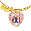 Basset Hound Dog Art Print Heart Pendant Bangle-Free Shipping