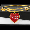 'I Love MY MOM' Red Print Heart Pendant Luxury Bangle