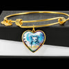 Cat Watercolor Art Print Heart Pendant Bangle-Free Shipping