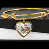 Savannah Cat Print Heart Pendant Bangle-Free Shipping