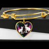 Devon Rex Cat Print Heart Pendant Bangle-Free Shipping