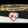 Golden Retriever Dog Print Heart Pendant Bangle-Free Shipping