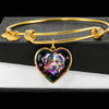 Australian Shepherd Dog Print Heart Pendant Bangle-Free Shipping