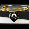 " I Love My Cat" Print Heart Pendant Luxury Bangle