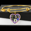 English Toy Spaniel Dog Print Heart Pendant Bangle-Free Shipping