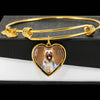 Australian Silky Terrier Dog Print Heart Pendant Bangle-Free Shipping