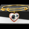 Cute Pug Dog Print Heart Pendant Bangle-Free Shipping