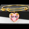 "MOM" Print Heart Pendant Luxury Bangle