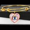 Basset Hound Dog Art Print Heart Pendant Bangle-Free Shipping