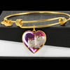 Turkish Van Cat Print Heart Pendant Bangle-Free Shipping