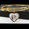 Charming Cat Art Print Heart Pendant Bangle-Free Shipping