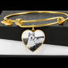 Alaskan Malamute Print Heart Pendant Luxury Bangle -Free Shipping