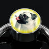 Cute Pug Dog Print Circle Charm Steel Bracelet-Free Shipping