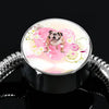Bulldog Print Circle Charm Steel Bracelet-Free Shipping