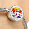 " I Love My Cat" Print Circle Charm Steel Bracelet