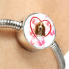 Basset Hound Print Circle Charm Bracelet -Free Shipping