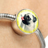 Cute Pug Dog Print Circle Charm Steel Bracelet-Free Shipping