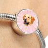 Labrador Retriever Dog Print Circle Charm Steel Bracelet-Free Shipping