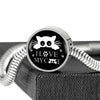 " I Love My Cat" Black Print Circle Charm Steel Bracelet
