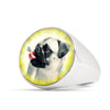 Cute Pug Dog Print Signet Ring