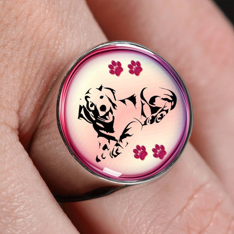 Golden Retriever Dog Print Signet Ring