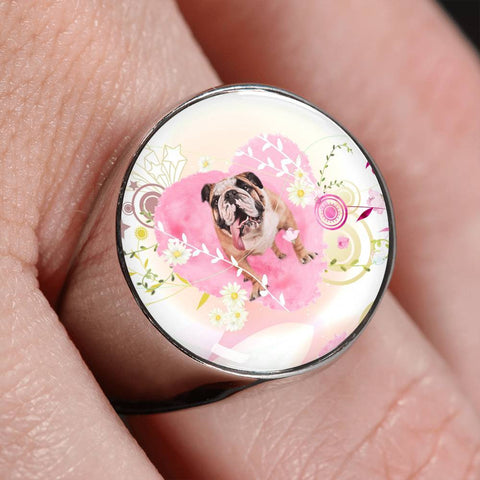 Bulldog Print Signet Ring