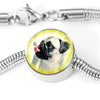 Cute Pug Dog Print Circle Charm Steel Bracelet-Free Shipping
