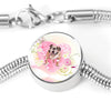 Bulldog Print Circle Charm Steel Bracelet-Free Shipping