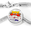 " I Love My Cat" Print Circle Charm Steel Bracelet