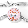 Maltese Dog Print Circle Charm Steel Bracelet-Free Shipping