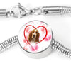 Basset Hound Print Circle Charm Bracelet -Free Shipping