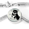 Shiba Inu Dog Print Circle Charm Steel Bracelet-Free Shipping