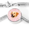 Labrador Retriever Dog Print Circle Charm Steel Bracelet-Free Shipping