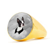 Boston Terrier Print Signet Ring
