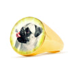 Cute Pug Dog Print Signet Ring
