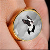 Boston Terrier Print Signet Ring