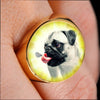 Cute Pug Dog Print Signet Ring