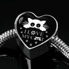 " I Love My Cat" Print Heart Charm Steel Bracelet