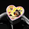 Miniature Schnauzer Dog Print Heart Charm Steel Bracelet-Free Shipping