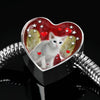 Oriental Shorthair Cat Print Heart Charm Steel Bracelet-Free Shipping
