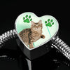 American Bobtail Print Heart Charm Steel Bracelet-Free Shipping