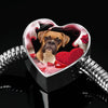 Boxer Dog Print Heart Charm Steel Bracelet-Free Shipping