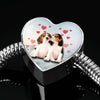 Cute Beagle Dog Print Heart Charm Steel Bracelet-Free Shipping
