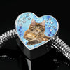 Maine Coon Cat Print Heart Charm Steel Bracelet-Free Shipping